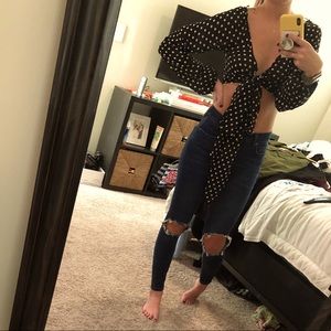 Cropped Front Tie Shirt